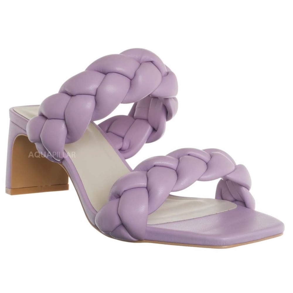 Soda Braided Square Toe Block Heel Sandals Light Purple Women’s Size 10 EUC